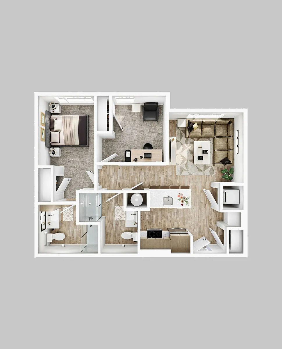 Floor plan 2BR/2BA - B3a
