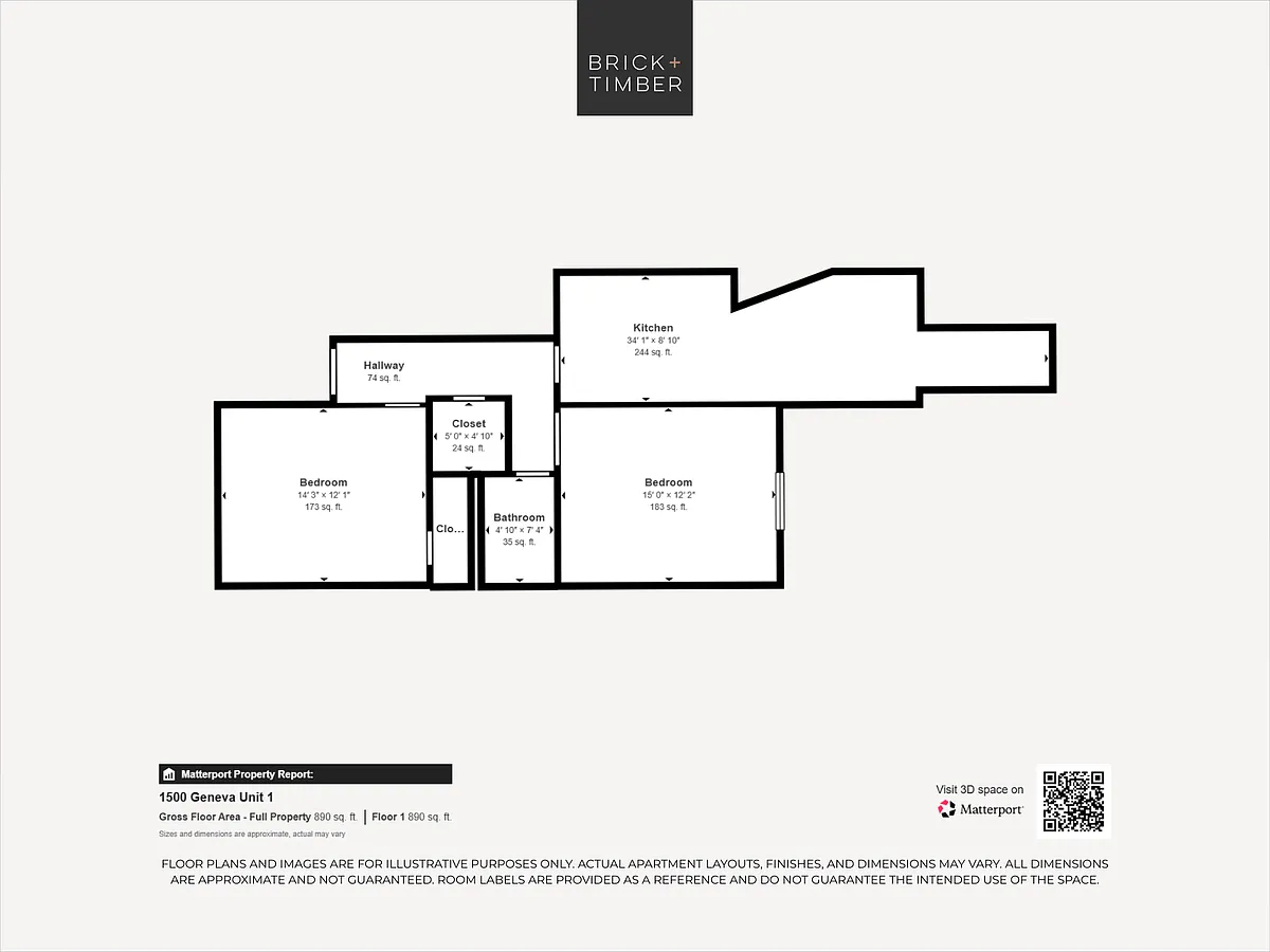 Floor plan 1 Bedroom 1 Bath