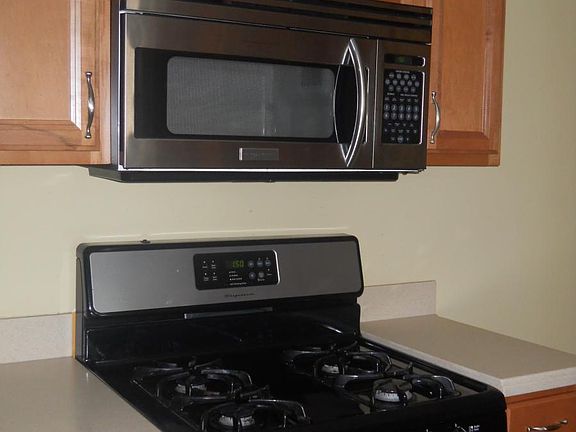 Kitchen with build in microwave