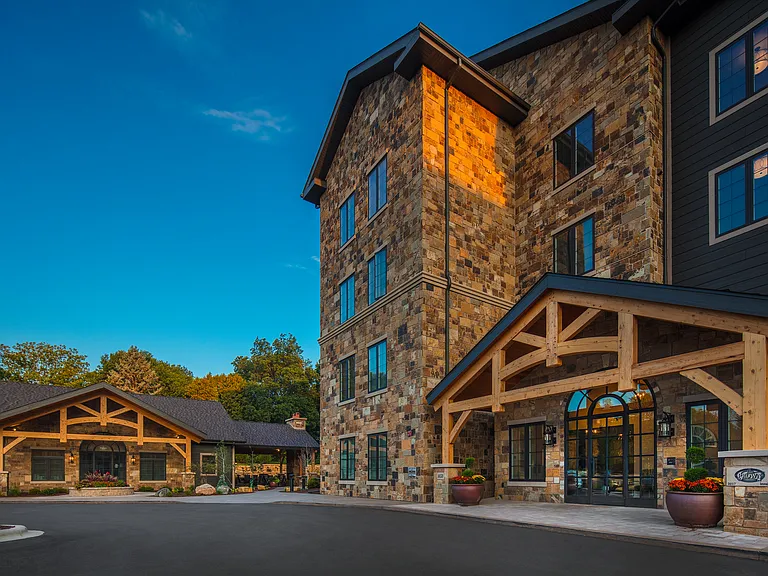 Separate Entrances for the Apartments and The Retreat