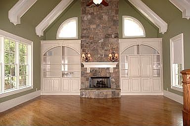 Family with Stone Fireplace 
