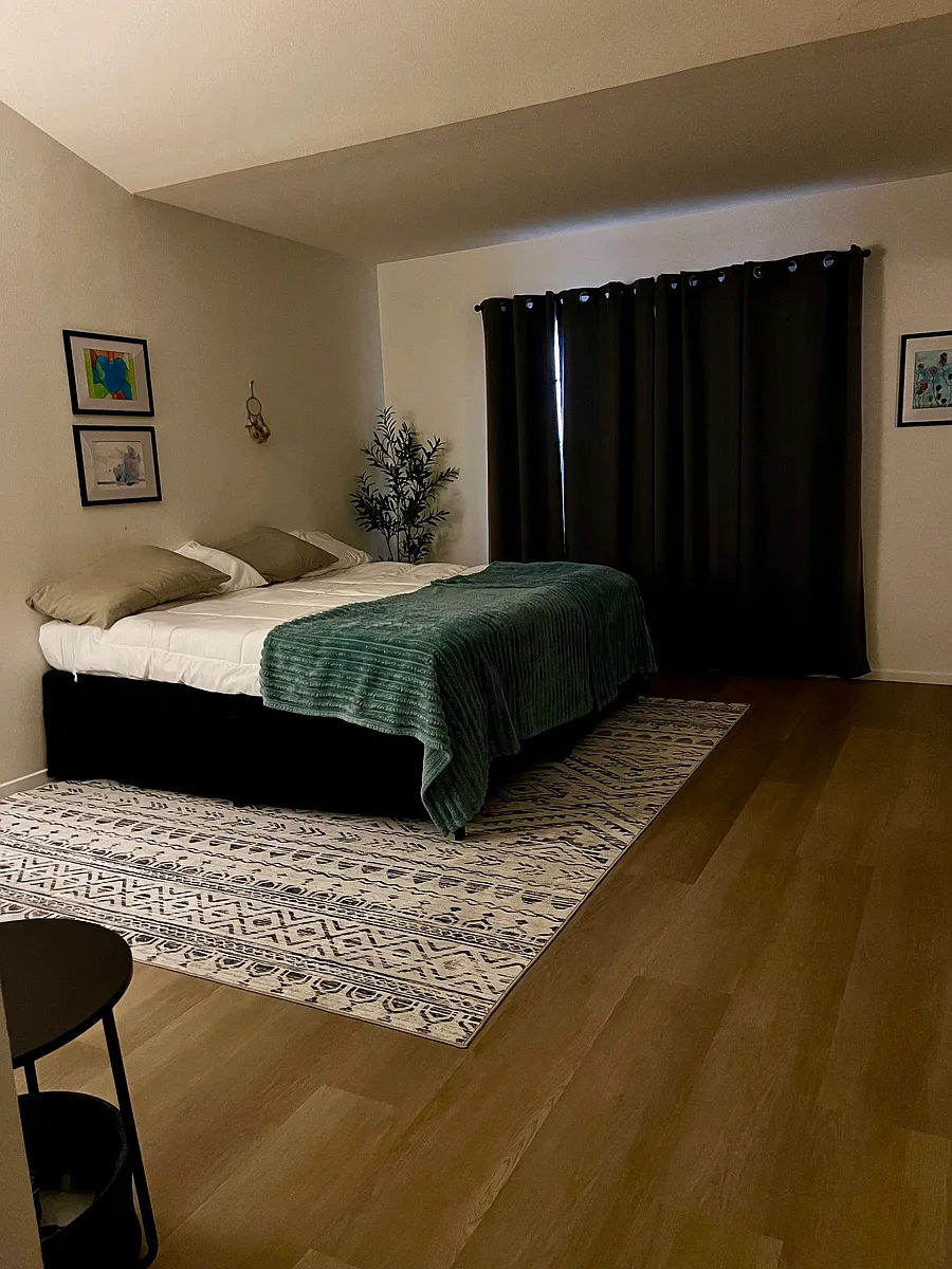 Furnished: King bed with bedding, rug, lamp, end table, dresser, night stand. - Vista Mar