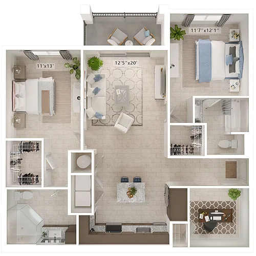 Floor plan Biscayne (2 Bed - Den)