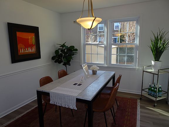 Dining room with newly renovated floorboards