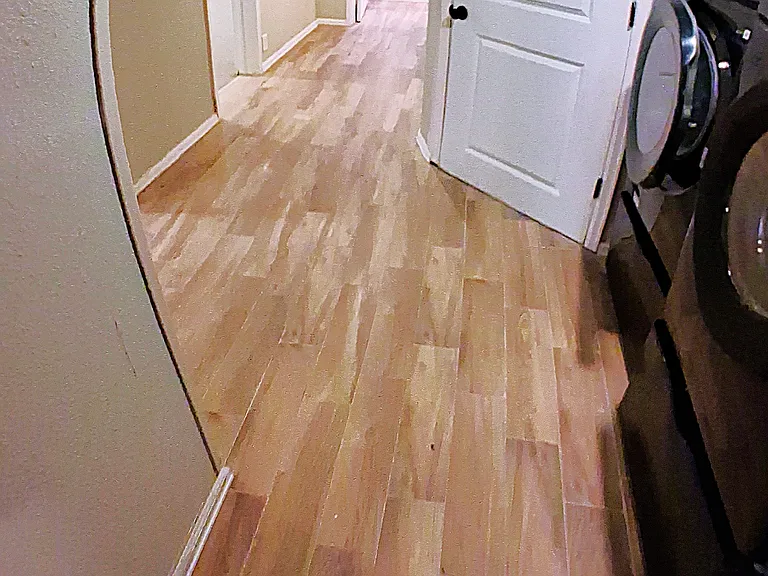 basement hallway and laundry