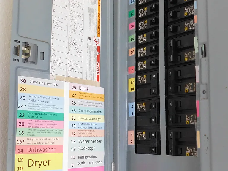 The color-coded circuit breaker panel legend should tell you how meticulous the owner is!