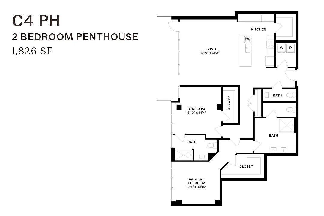 Floor plan Two Bedroom Penthouse C4 PH