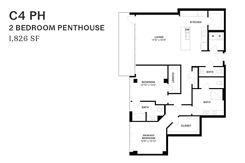 Floor plan Two Bedroom Penthouse C4 PH