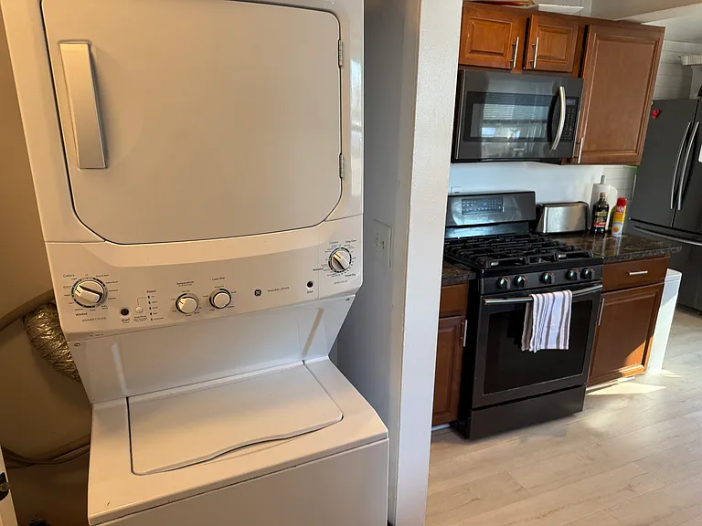 New gas oven in Spring 2026. Stacked washer/dryer