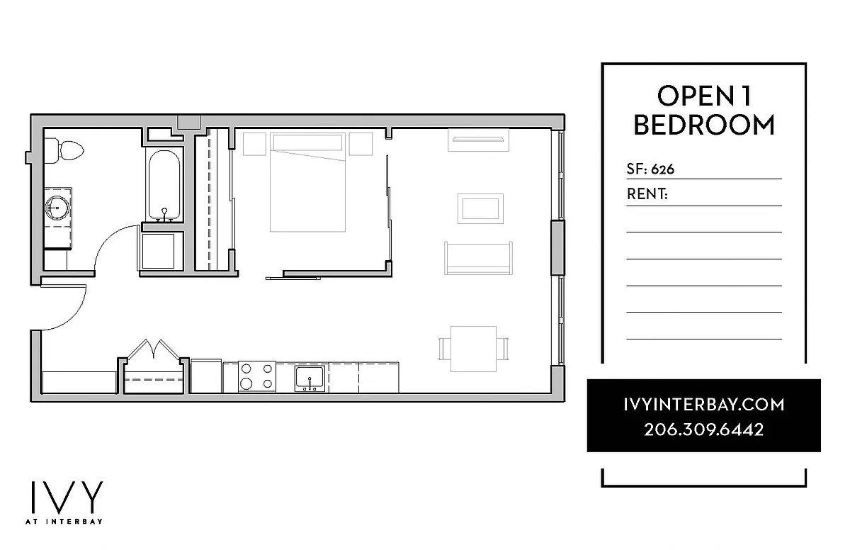 Floor plan Open One Bedroom