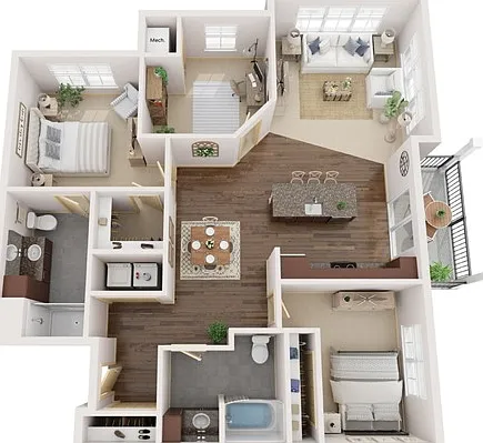 Floor Plan E1 | Elan | Apartments in Fitchburg, WI Floor Plan E1 | Elan | Apartments in Fitchburg, WI