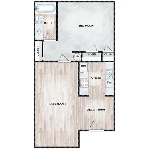 Floor plan 1 Bed 1 Bath