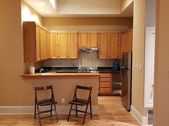 The kitchen has a lot of storage space!