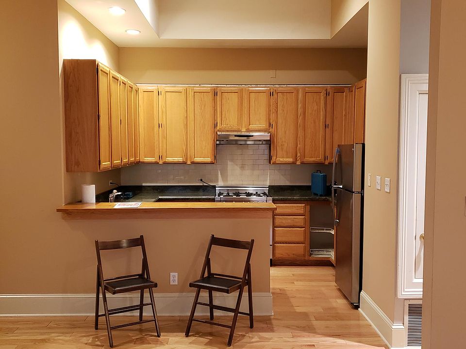 The kitchen has a lot of storage space!