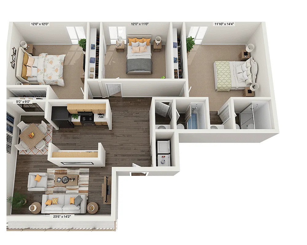 Floor plan Three Bedroom Catalina