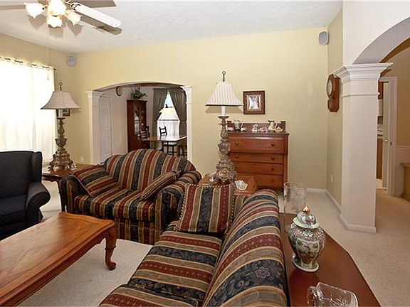 Very comfortable open living space with high ceilings and a rear wall of wonderful windows.