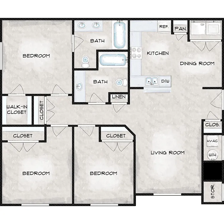 Floor plan Three Bedroom