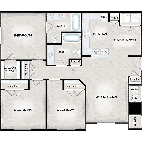Floor plan Three Bedroom