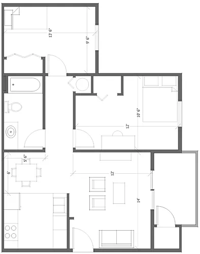 Floor plan 2 Bedroom with washer/dryer - Lower