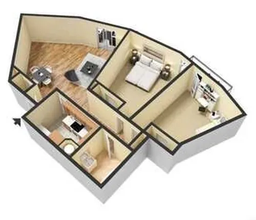 Floor plan 2 Bedroom 1 Bathroom