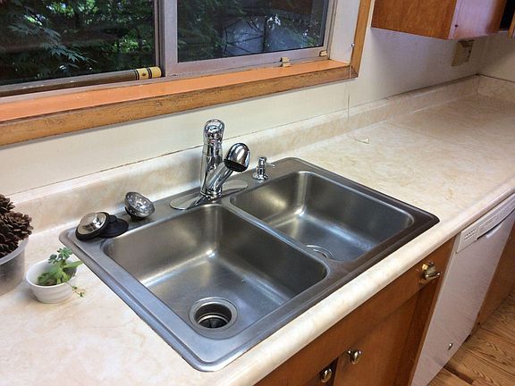 double sinks and dishwasher in kitchen