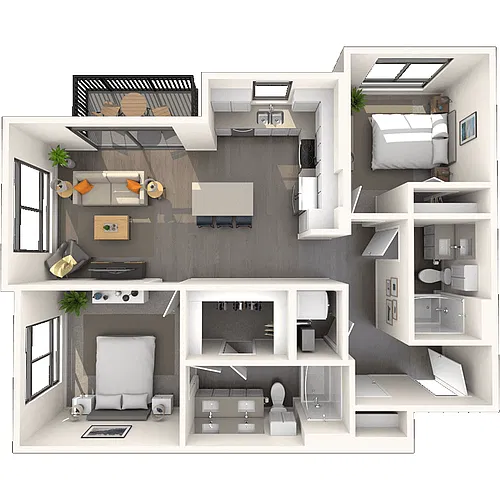 Floor plan Traditional 2x2 1021-1037 SF
