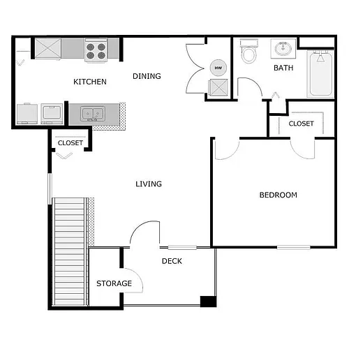 Floor plan 1x1B