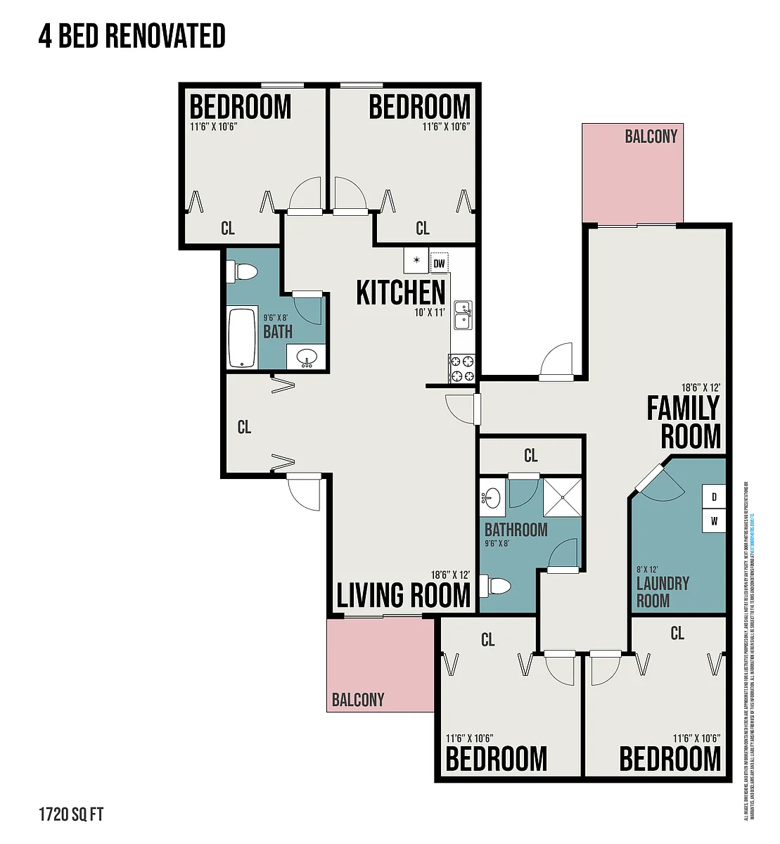 Floor plan 4 bedroom 2 bathroom