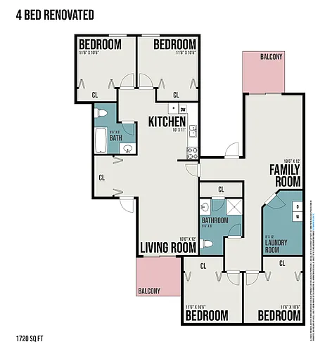Floor plan 4 bedroom 2 bathroom