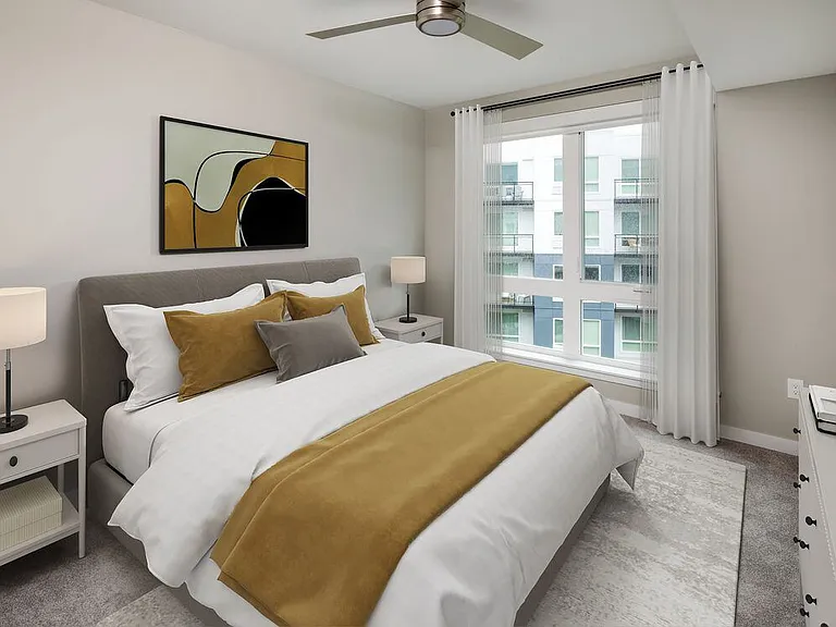 Bedroom with carpet