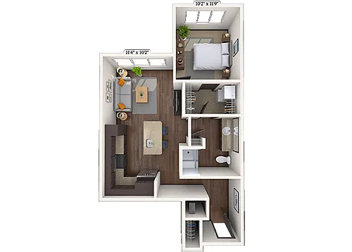 Floor plan Traditional 1x1 678-760 SF