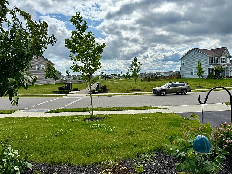 View from front porch looking towards open shared area