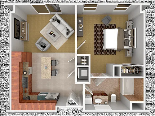 Floor plan 1 Bedroom 1 Bathroom