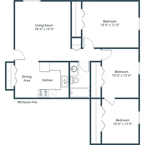 Floor plan Three Bedroom 31A
