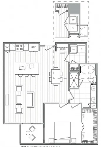 Floor plan 1 Bed/1 Bath-A8