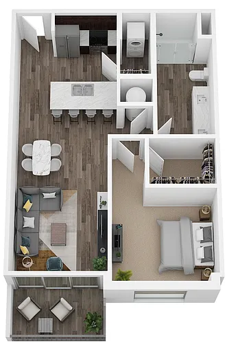 Floor plan One Bed/One Bath/Balcony