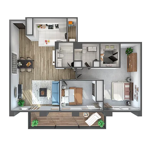 Floor plan 2bd/2ba 1365-1390