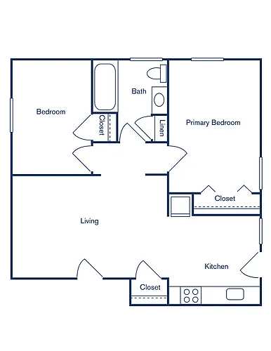 Floor plan 2 Bedroom, 1 Bath
