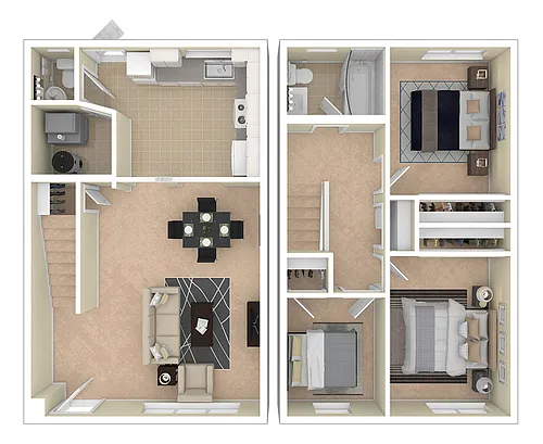 Floor plan 3 BEDROOM w/ATTIC