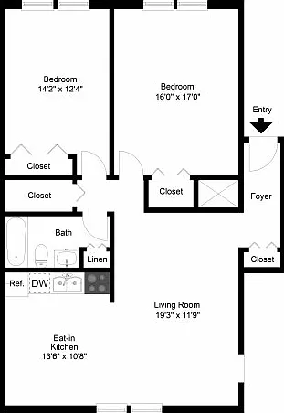 Two bedroom floor plan Two bedroom floor plan