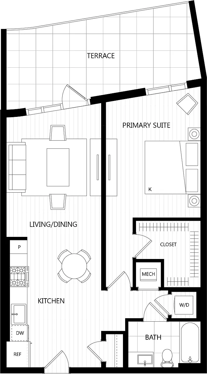 Floor plan 1 Bed/1 Bath-C23B