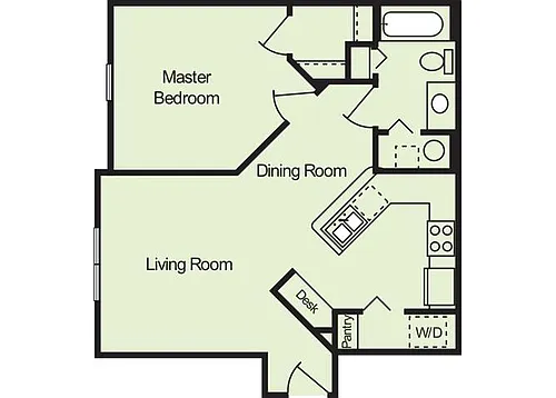 Floor plan One Bedroom One Bathroom MKT