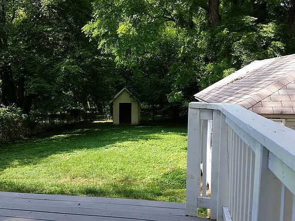 Backyard view from deck, worshop/storage shed on the right