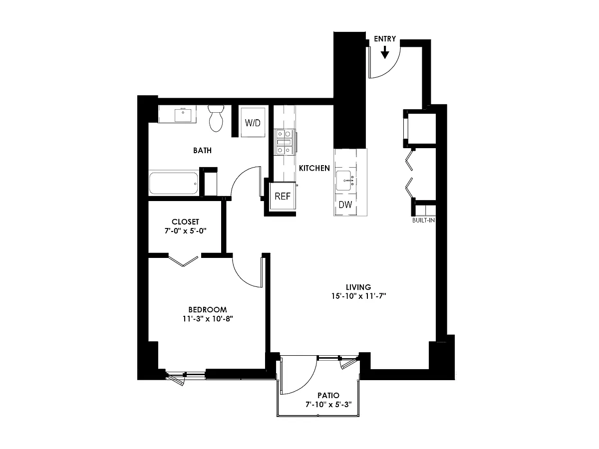 Floor plan 1 Bed/1 Bath - H