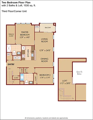 Floor plan $1.91/sq.ft. - Two Bedroom with Loft