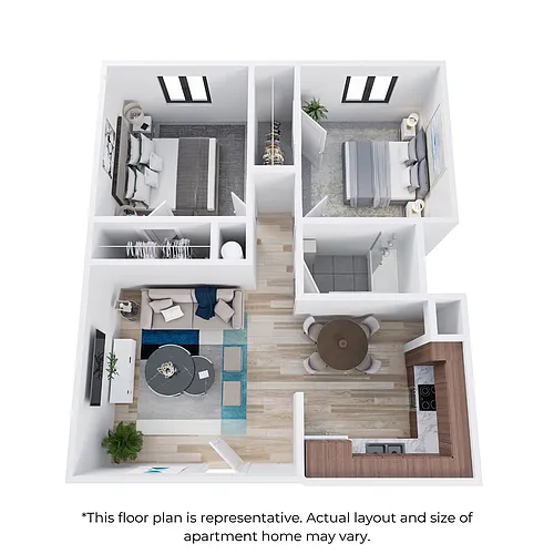 Floor plan 2 bedroom, 1 bathroom