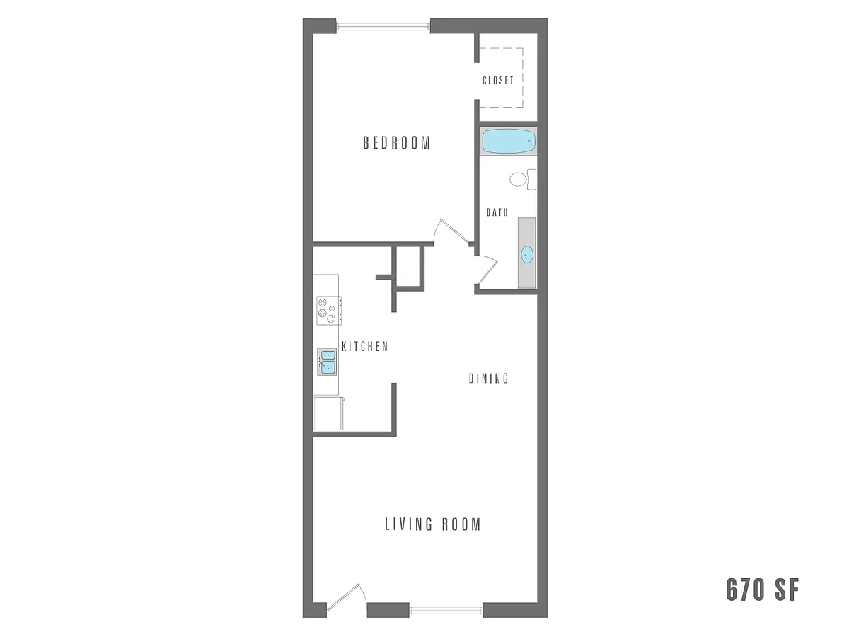 Floor plan 1 Bedroom 1 Bath