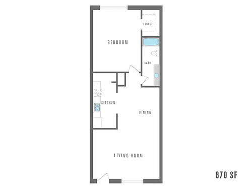 Floor plan 1 Bedroom 1 Bath