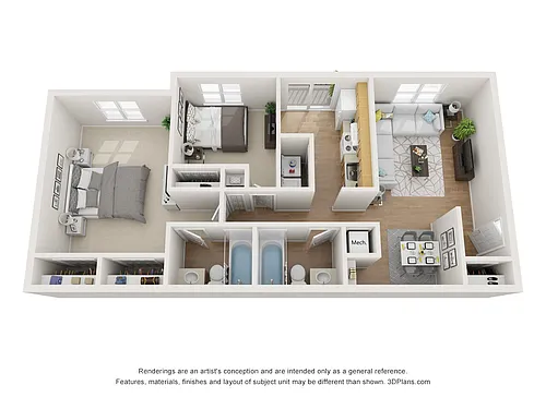 Floor plan 2 Bedroom Two Bathrooms