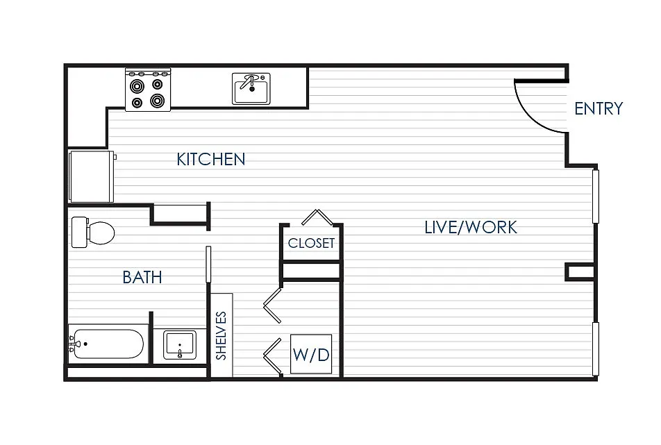 Floor plan Live Work Studio Apartment 01IW - 01LW